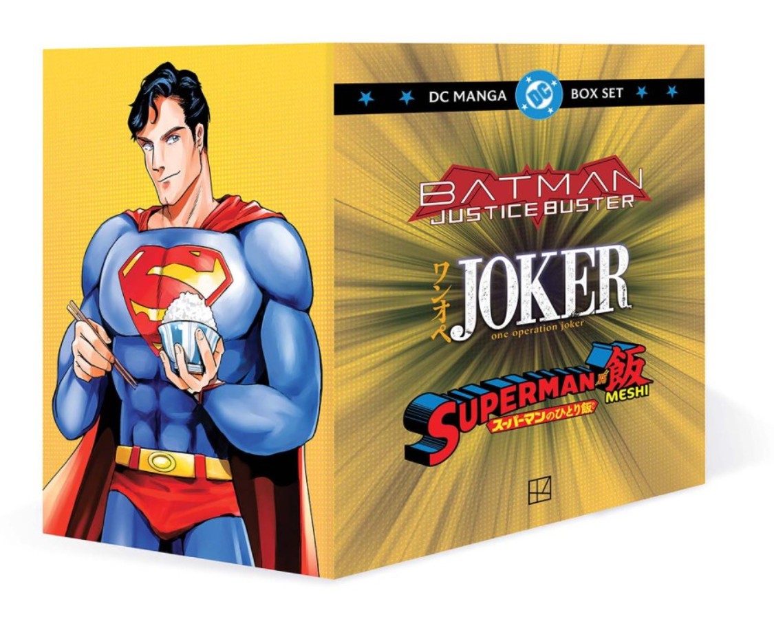 DC MANGA BOX SET [Collects SUPERMAN VS. MESHI Vol. 1-3, BATMAN: JUSTICE BUSTER Vol. 1-4, and JOKER: ONE OPERATION JOKER Vol. 1-3] | $104.98 (PRE-PAY)
